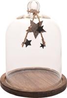 Stolp glas met houten plateau 15x20cm