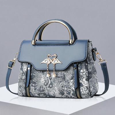 Pink PU Leather Mini Handbag - Floral Print Crossbody Square Bag Multicolor-4 / one-size