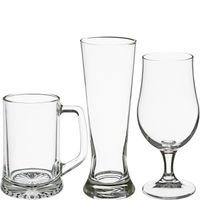 Bierglazen set - pilsglazen/bierpullen/bierglazen op voet - 12x stuks - glas - Bierglazen - thumbnail