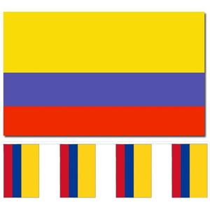 Colombia versiering/feestartikelen set - vlag 90 x 150 cm - vlaggenlijn van 300 cm - landen