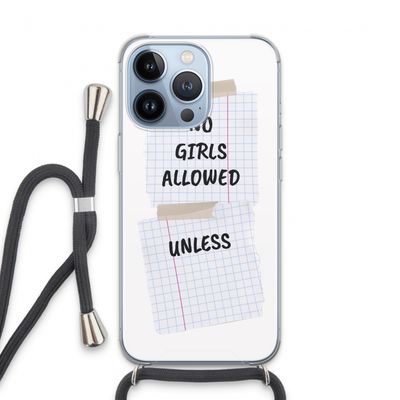 No Girls Allowed Unless: iPhone 13 Pro Transparant Hoesje met koord