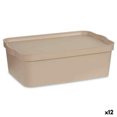 Opbergbak met Deksel Kipit Beige Plastic 14 L (12 Stuks)