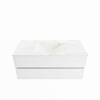MONDIAZ VICA-DLUX 110cm badmeubel onderkast Talc 2 lades. Inbouw wastafel CLOUD midden 1 kraangat, kleur Ostra.