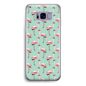 Flamingoprint groen: Samsung Galaxy S8 Transparant Hoesje