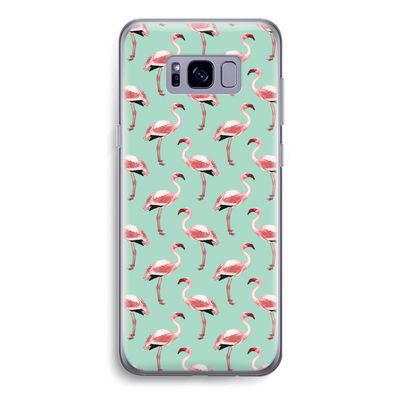 Flamingoprint groen: Samsung Galaxy S8 Transparant Hoesje