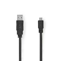 Platte USB 2.0-Kabel | A Male - Micro-B Male | 1,0 m | Zwart - thumbnail