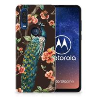 Motorola One Vision | TPU Hoesje | Pauw met Bloemen