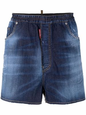 DSQUARED2 short en jean à effet usé - Bleu