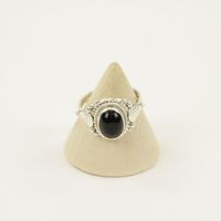 Zilveren Ring met Zwarte Onyx Maat 17 (Sterling Zilver 925)