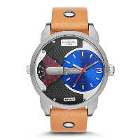 Diesel heren DZ7308 Mini Daddy naakt lederen horloge