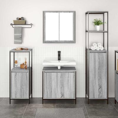 Badkamermeubelset 3 pcs Grijs sonoma en Zwart 36 x 35 x 165 cm