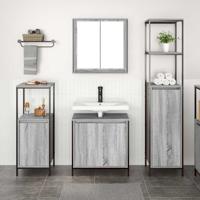 Badkamermeubelset 3 pcs Grijs sonoma en Zwart 36 x 35 x 165 cm