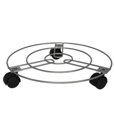 Gerimport Planten trolley/multiroller - rond - grijs metaal - D35 cm - draagkracht ca 20 kg