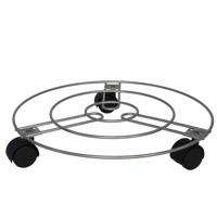 Gerimport Planten trolley/multiroller - rond - grijs metaal - D35 cm - draagkracht ca 20 kg