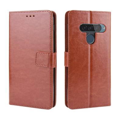 Retro Crazy Horse textuur horizontale Flip lederen case voor LG G8S ThinQ met houder & kaartsleuven & fotolijstjes (bruin)