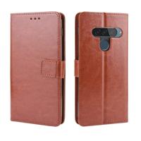 Retro Crazy Horse textuur horizontale Flip lederen case voor LG G8S ThinQ met houder & kaartsleuven & fotolijstjes (bruin)