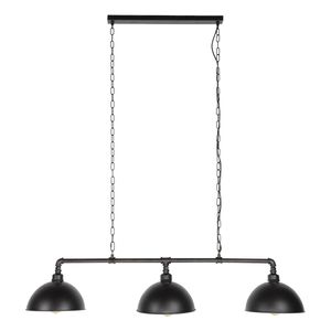 Hoyz - Hanglamp Industrial Tube - 3 Lampen - Halfronde Kap - Grijs/Zwart