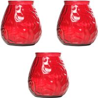 8x Rode tafelkaarsen in glazen houders 10 cm brandduur 40 uur - Waxinelichtjes