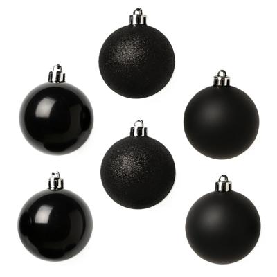 Cosy & Trendy Kerstballen - 12x st - zwart - 8 cm - kunststof - kerstversiering Cosy & Trendy Kerstballen - 12x st - zwart - 8 cm - kunststof - kerstversiering