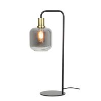 Tafellamp Lekar antiek brons met smoke glas
