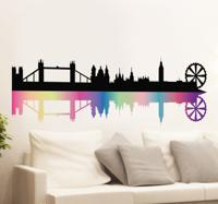 Decoratie sticker regenboog skyline Londen - thumbnail