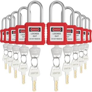 VEVOR Lockout Tagout-slotset, 10 rode veiligheidsvergrendelingssloten met 2 sleutels per slot, OSHA-compatibele lockout-sloten, Lockout Tagout-beveiligingshangsloten