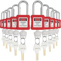 VEVOR Lockout Tagout-slotset, 10 rode veiligheidsvergrendelingssloten met 2 sleutels per slot, OSHA-compatibele lockout-sloten, Lockout Tagout-beveiligingshangsloten