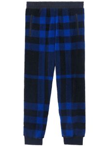 Burberry pantalon de jogging en polaire à carreaux - Bleu