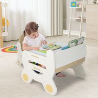 Kinderzitgroep met in Hoogte en Hoek Verstelbaar Tafelblad Kindertafel met Kruk om te Tekenen Leren Spelen en Eten Bruin