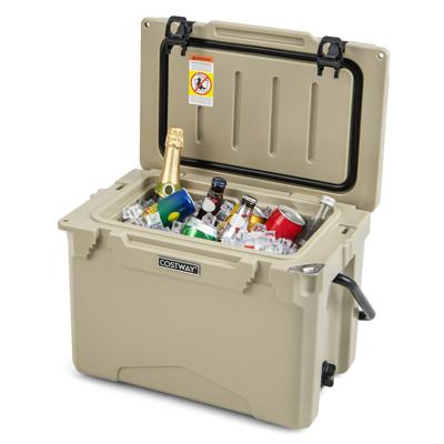 21 L Rotomoulded Koelbox Geïsoleerde Draagbare Koelbox Geïntegreerde Bekerhouders Liniaal Flesopener 5-7 Dagen Ijsvrij Khaki