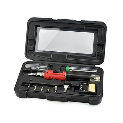 HS-1115K 10-in-1 multifunctionele gassoldeerijzeren gereedschapsset(rode handgreep)