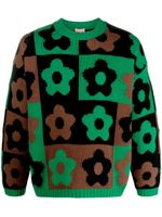 Kenzo floral-pattern intarsia-knit jumper - Vert