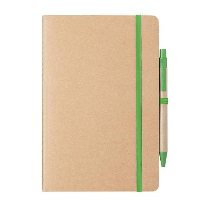 Notitieboekje/opschrijfboekje A5 - Nature Line - 15 x 21 cm - 60 blanco paginas - groen elastiek