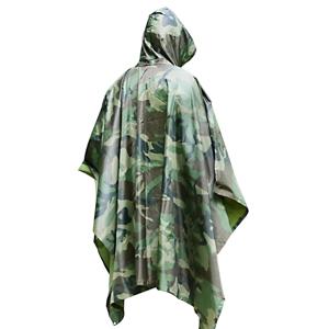 Regenponcho - Pakket van 3x stuks - camouflage leger print - met capuchon - volwassenen