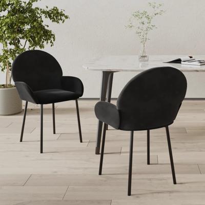 Eetkamerstoelen 2 st fluweel zwart