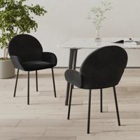 Eetkamerstoelen 2 st fluweel zwart - thumbnail