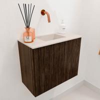 Toiletmeubel Mondiaz Joya Dlux | 50 cm | Meubelkleur Walnut | Faye wastafel Meli Wasbak Midden | Zonder kraangat(en)