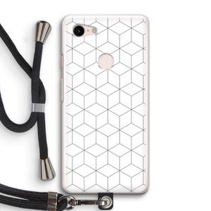 Zwart-witte kubussen: Pixel 3 Transparant Hoesje met koord