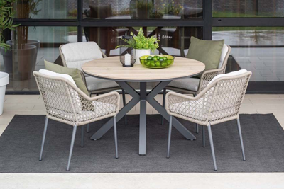 GI Toledo/Edison Ø122 cm. (5-delig) - ronde tuinset
