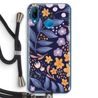 Flowers with blue leaves: Huawei P20 Lite Transparant Hoesje met koord