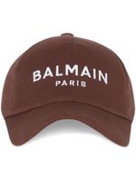 Balmain casquette en coton à logo brodé - Marron - thumbnail