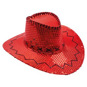 Hoed Cowboy Sequin Rood