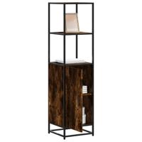 Hoge kast 35,5x35x139 cm bewerkt hout en metaal gerookt eiken