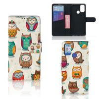 Alcatel 1S (2021) | Telefoonhoesje | Met pasjeshouder | Vrolijke Uilen