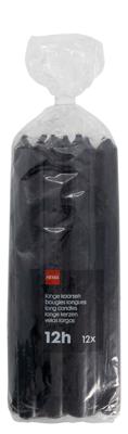 HEMA Lange Huishoudkaarsen Ø2.2x29 - 12 Stuks Zwart (zwart)