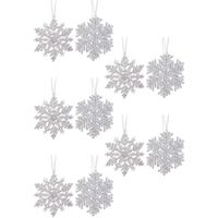 10x Zilveren sneeuwvlok/ijsster kerstornamenten kerst hangers 12 cm met glitters   -