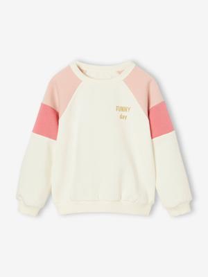 Colorblock meisjessweater ecru
