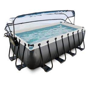 EXIT Black Leather zwembad - 400 x 200 x 122 cm - met zandfilterpomp, trap en overkapping