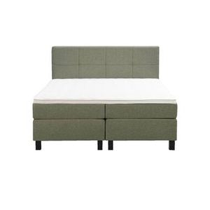 Boxspring Liv geblokt - groen - 160x200 cm - vierkante poot - Leen Bakker