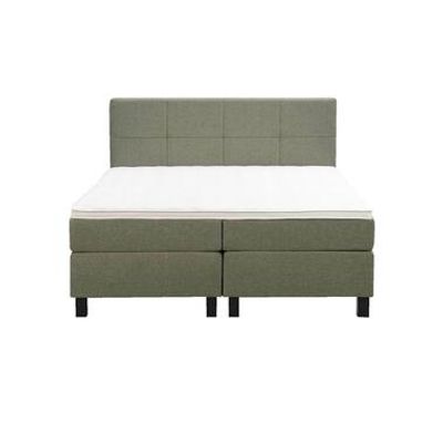 Boxspring Liv geblokt - groen - 160x200 cm - vierkante poot - Leen Bakker
